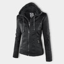 Womens Weatherproof Leather Jacket With Hood – Waterproof Stylish Coat