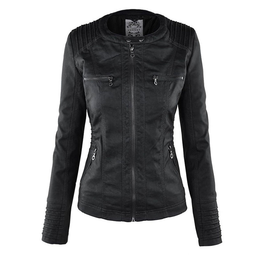 Womens Weatherproof Leather Jacket With Hood – Waterproof Stylish Coat
