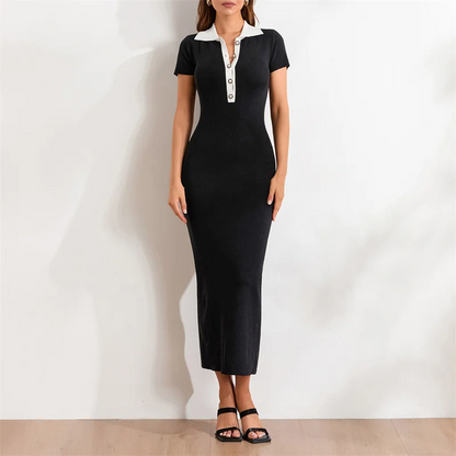 Black Maxi Dress with Short Sleeves