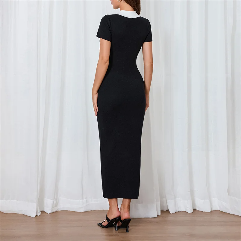 Black Maxi Dress with Short Sleeves