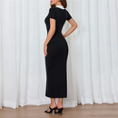 Black Maxi Dress with Short Sleeves