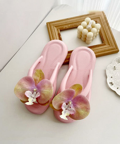 Bohemian Green Comfortable Flip Flops Splicing Floral