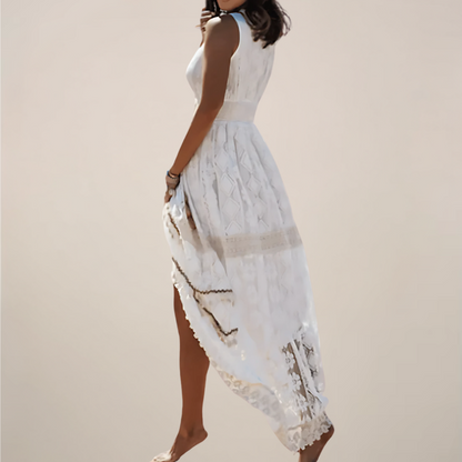 Bohemian Maxi Dress – Empire Waist, V-Neck, Sleeveless