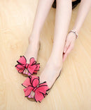 Boho Red Clear Flat Sandals Splicing Floral