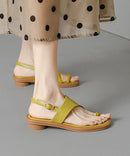 Boutique Splicing Sandals Green Genuine Leather Peep Toe