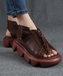 Brown zippered Flat Sandals Platform Walking Sandals