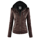 Womens Weatherproof Leather Jacket With Hood – Waterproof Stylish Coat