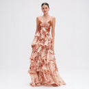 Women’s V Neck Layered Maxi Dress - Elegant Long Occasion Style