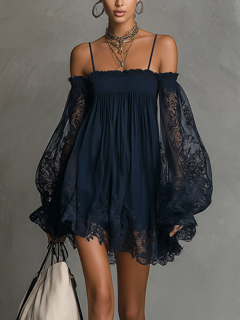 Camille Off-the-Shoulder Lace Mini Dress: Effortless Summer Chic
