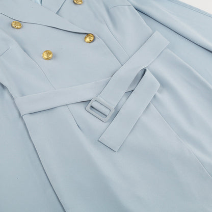 Cape Blazer Mini Dress with Belt and Gold Button Detail