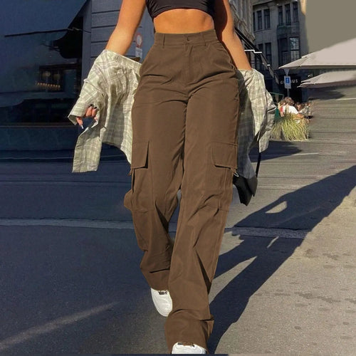 Women’s High-Waisted Cargo Trousers – Relaxed Fit Utility Pants