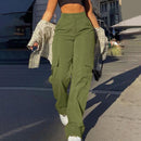 Women’s High-Waisted Cargo Trousers – Relaxed Fit Utility Pants