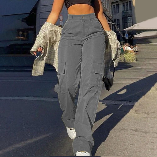 Women’s High-Waisted Cargo Trousers – Relaxed Fit Utility Pants