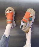 Casual Orange Peep Toe Buckle Strap Splicing Platform Sandals