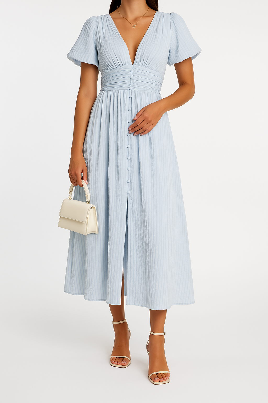 Women's Elegant Button-Front Flowy Maxi Dress – Chic Summer Gown