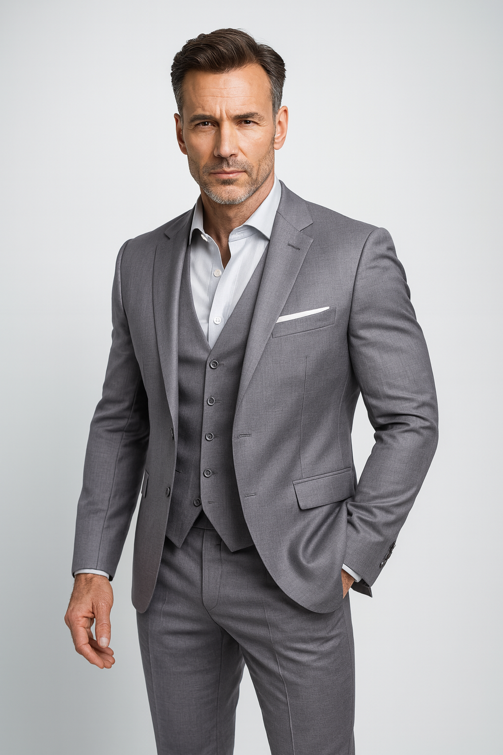 Men’s Three-Piece Suit – Elegant Gilet Slim Fit Formal Tailored Style