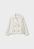Chic Cropped Double-Breasted Jacket in Luxurious Wool Blend for Elegant Style 0