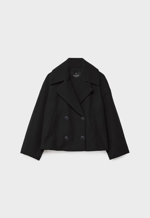 Chic Cropped Double-Breasted Jacket in Luxurious Wool Blend for Elegant Style 6