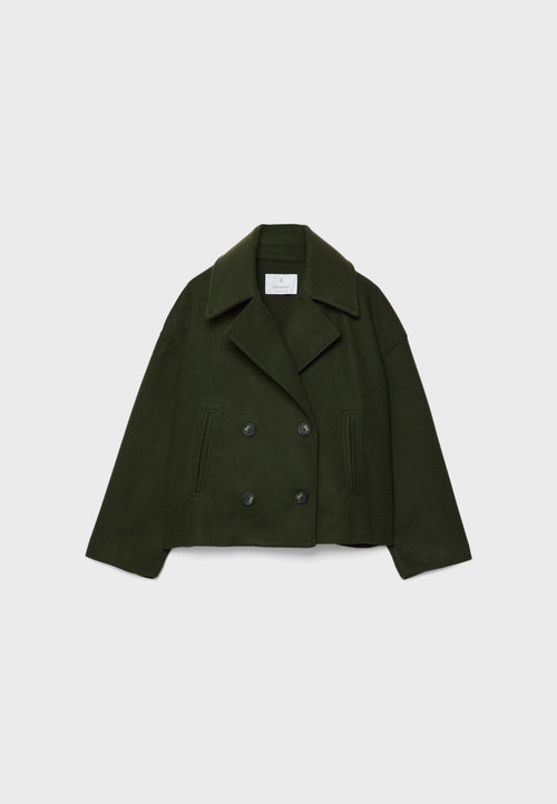 Chic Cropped Double-Breasted Jacket in Luxurious Wool Blend for Elegant Style 7