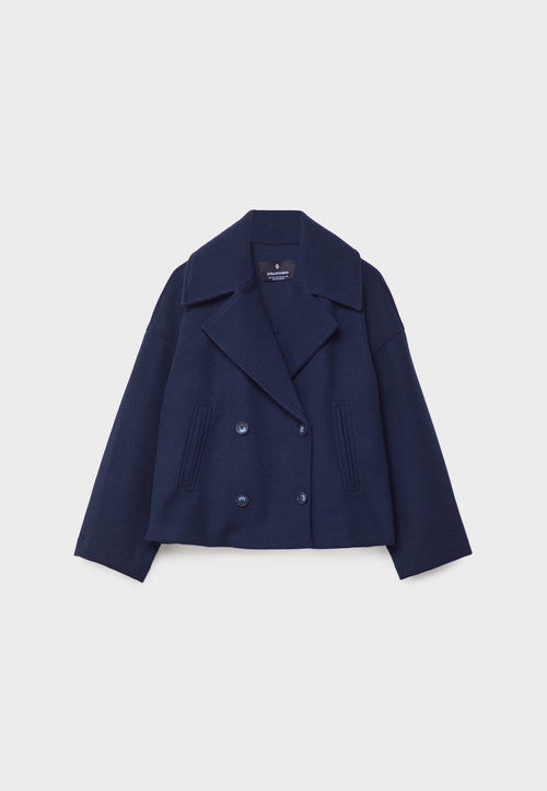 Chic Cropped Double-Breasted Jacket in Luxurious Wool Blend for Elegant Style 9