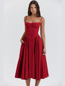 Chic Midi Dress with Sweetheart Neckline: Effortless Style for Any Occasion 0