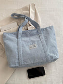 Women's Wide Corduroy Tote Bag – Large Soft Everyday Shoulder Bag