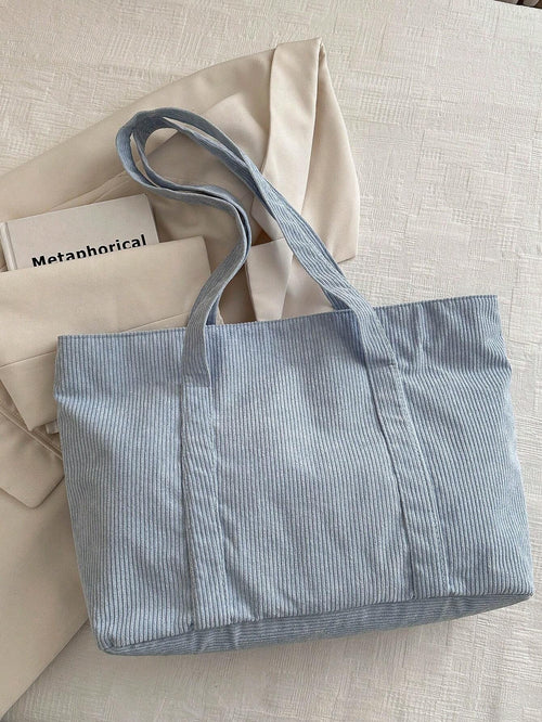 Women's Wide Corduroy Tote Bag – Large Soft Everyday Shoulder Bag