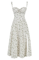 Corset Midi Dress – Tailored Waist and Flowing Skirt