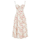 Corset Midi Dress – Tailored Waist and Flowing Skirt
