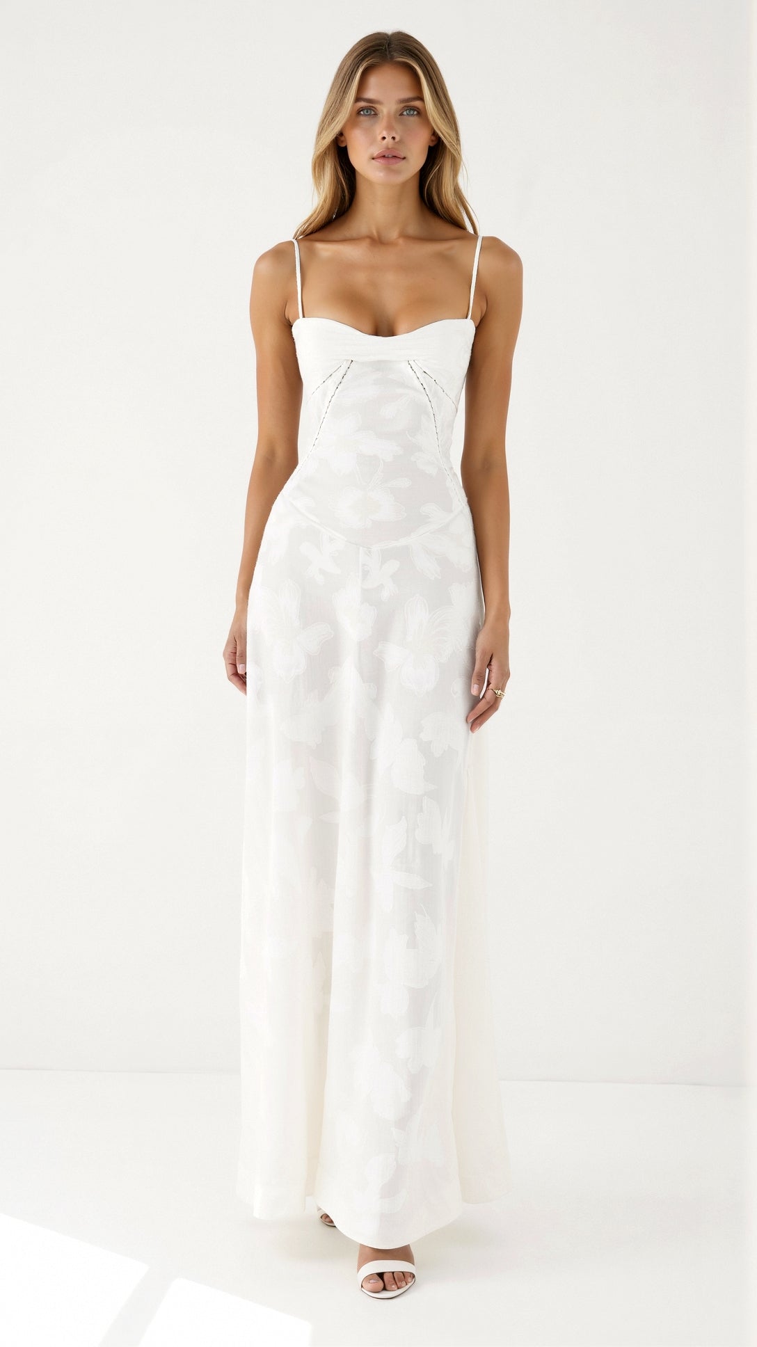 Floral Jacquard Lace Maxi Dress