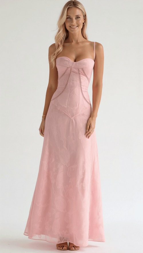 Floral Jacquard Lace Maxi Dress