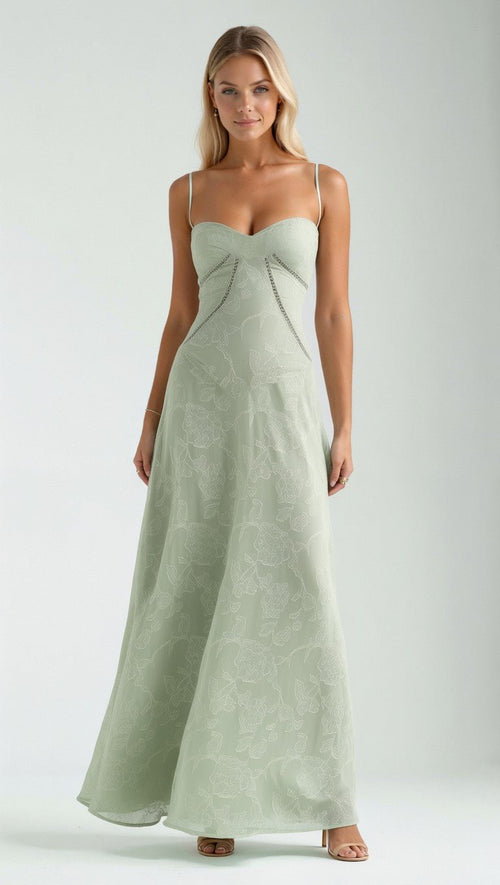 Floral Jacquard Lace Maxi Dress