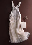 Denim Tulle Patchwork Strap Dress