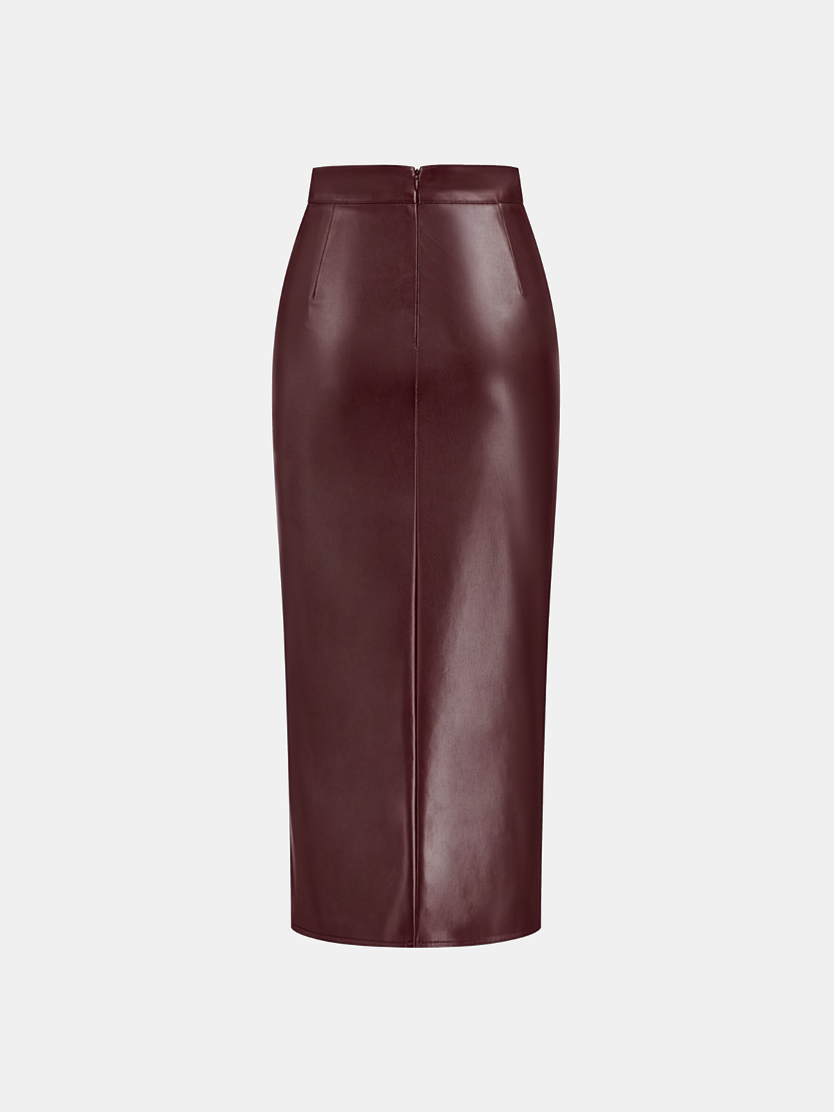 Faux Leather Midi Dress with Back Slit