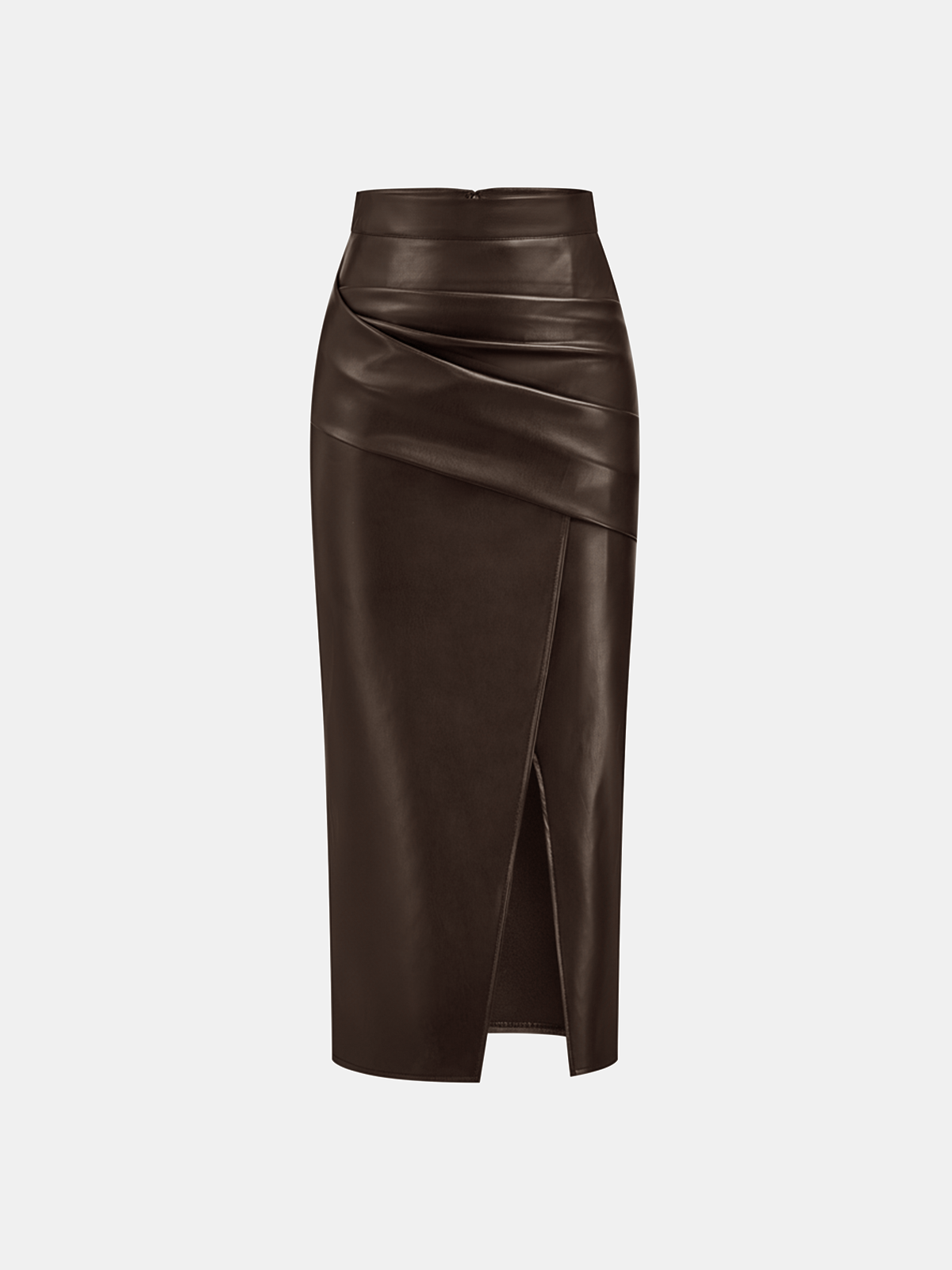 Faux Leather Midi Dress with Back Slit