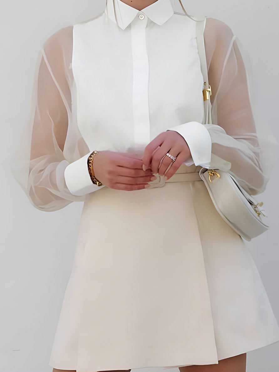 Dames Blouse Met Transparante Mouwen 1