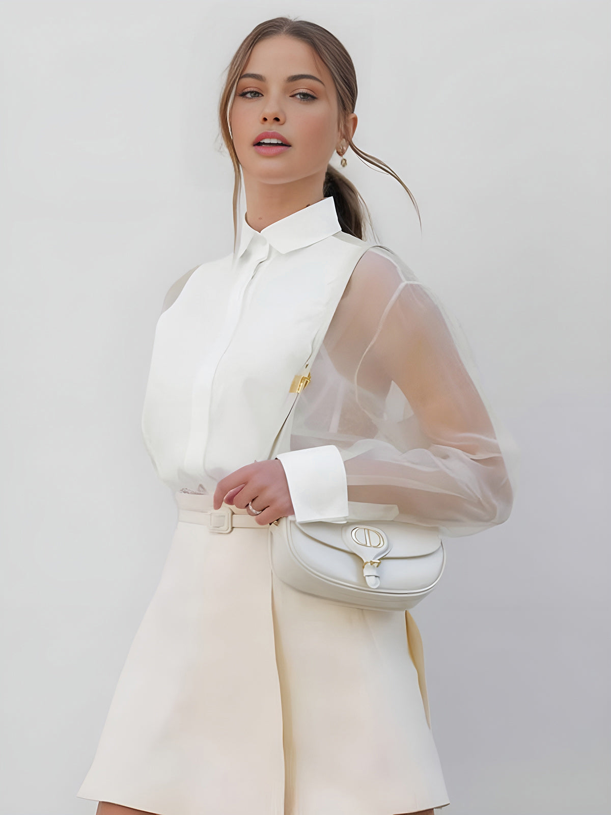 Dames Blouse Met Transparante Mouwen 2