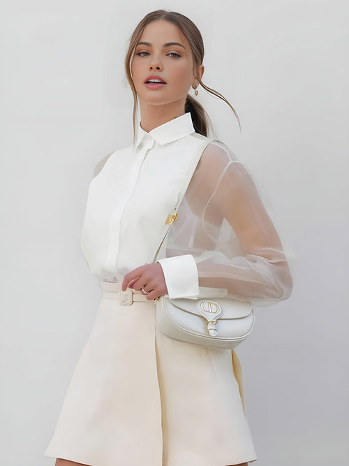 Dames Blouse Met Transparante Mouwen 2