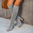Dames Boots Gray Block Heel 1