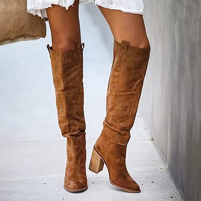 Dames Boots Gray Block Heel 9