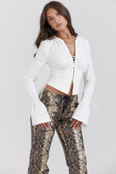 Dames Corset Top White Long Sleeve 2