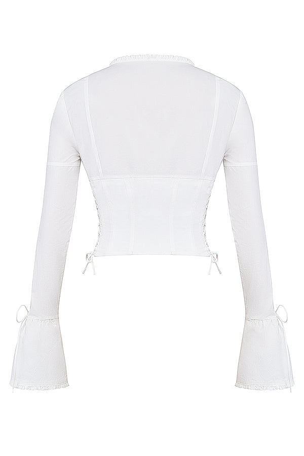 Dames Corset Top White Long Sleeve 5