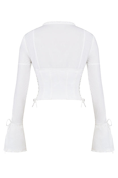 Dames Corset Top White Long Sleeve 5