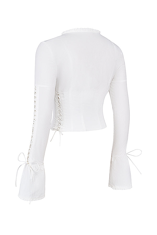 Dames Corset Top White Long Sleeve 6
