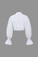 Dames Cropped Blouse with Denim Corset 1