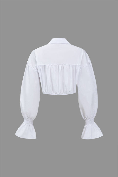 Dames Cropped Blouse with Denim Corset 1