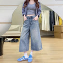 Dames Cropped Wide Leg Jeans 0