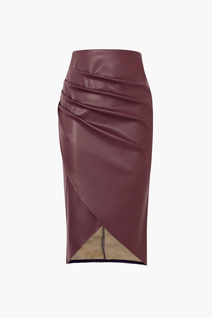 Dames Midi Skirt Faux Leather 9
