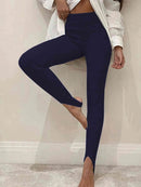 Dames Ribbed Mid-Waist Leggings 10