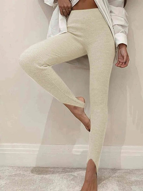 Dames Ribbed Mid-Waist Leggings 12